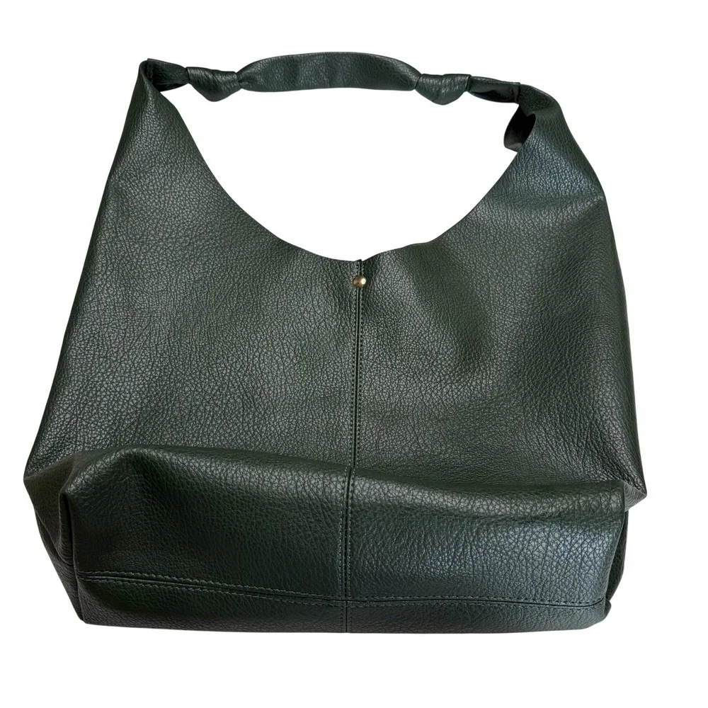 ANTHROPOLOGIE The Love Knot Sloucy Hobo Bag Forest Green Pebbled Knotted Strap - Picture 3 of 10